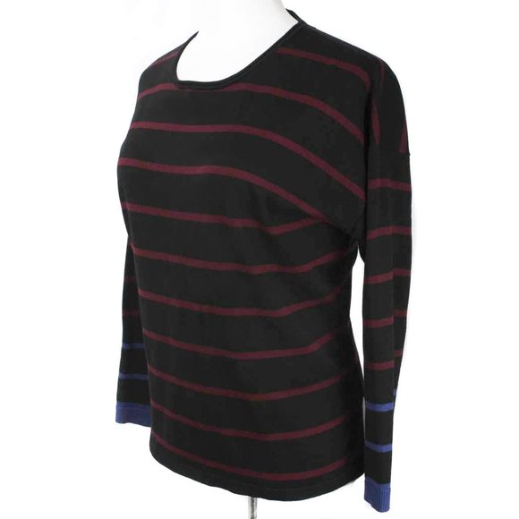 🍍VERVE AMI Black Striped Exposed Zipper Sweater - Picture 2 of 5